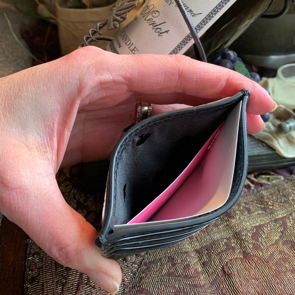 Authentic KATE SPADE Leather glitter logo card case - Picture 4 of 7